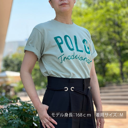 【WOMEN’S】POLOフロッキープリント/6.2オンスTシャツ