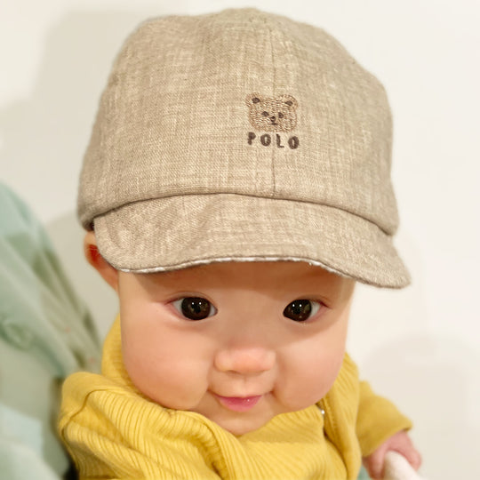 【BABY】POLOロゴ+くま刺繍　Wガーゼキャップ